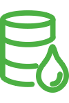 Green icon of a gasoline barrel with a gasoline droplet