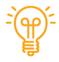 Orange shinging lightbulb icon