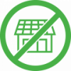 Green icon of a house crossed out meaning no solar rooftop installation