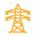 Orange icon of electricity tower