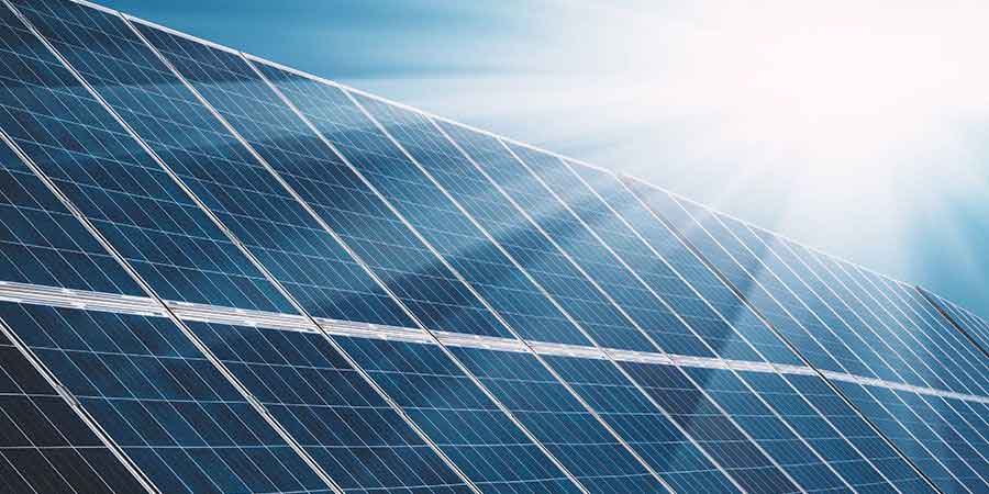 solar flare on large solar panel