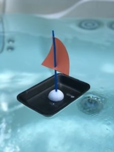 close view of boat experiment in water