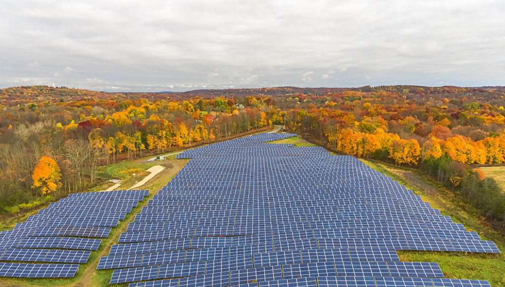 bird's eye view of Poughkeepsie solar farm in New York