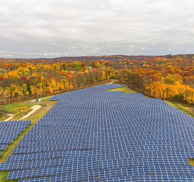 bird's eye view of Poughkeepsie solar farm in New York