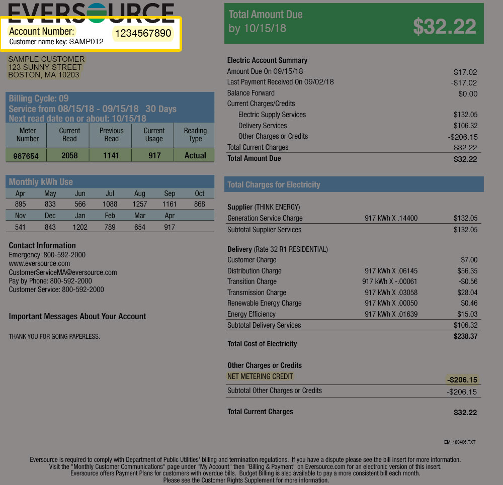 Eversource Bill