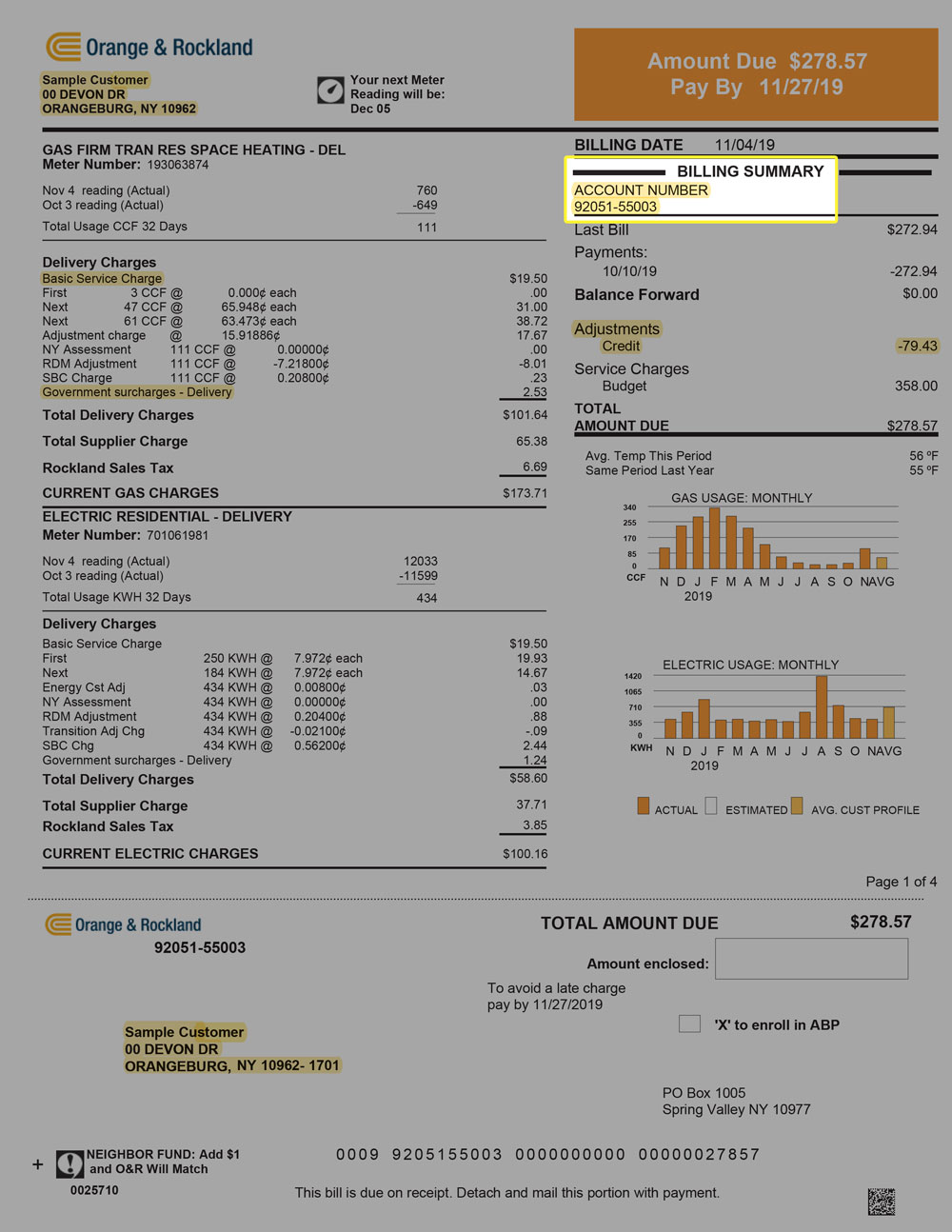 Orange & Rockland Bill