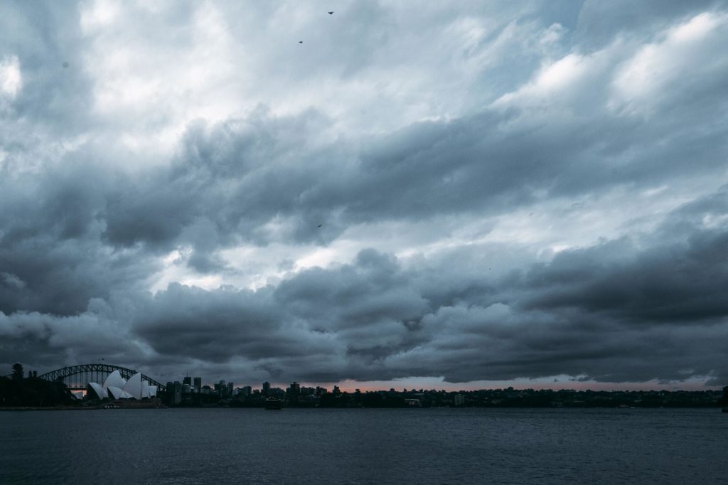 Clouds over a lake