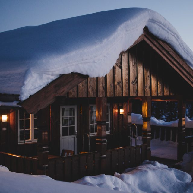 A house with snow, winterized for the winter season.