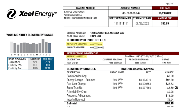 XcelEnergy Bill