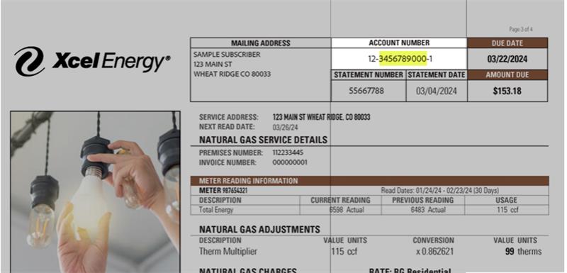 XcelEnergy Bill