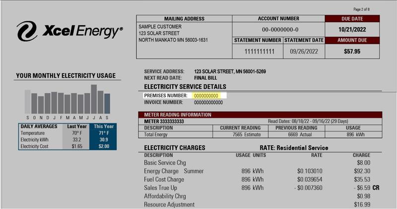 XcelEnergy Bill